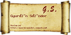 Gyurán Sándor névjegykártya